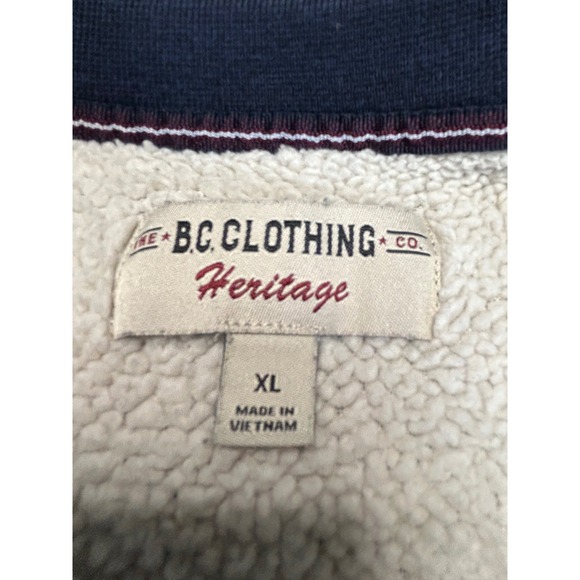 BC Clothing Heritage Mens XL Navy Blue Waffle Knit Sherpa Lined Crew Neck - Picture 2 of 8